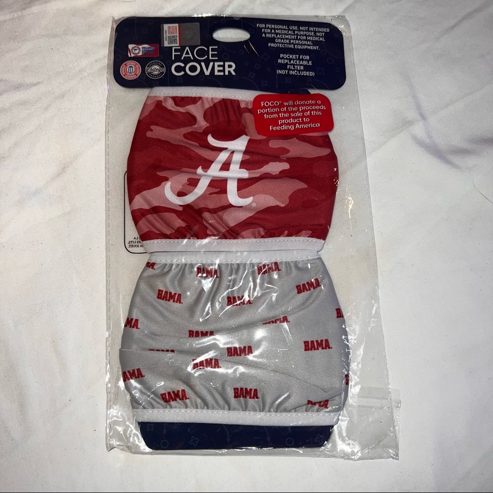 University of Alabama Face Masks Pack of Two New